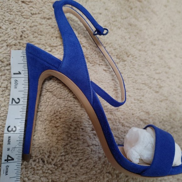 NEW CASADEI pellame open toe ankle strap blue suede sandals heels EU 35.5 - Picture 14 of 15